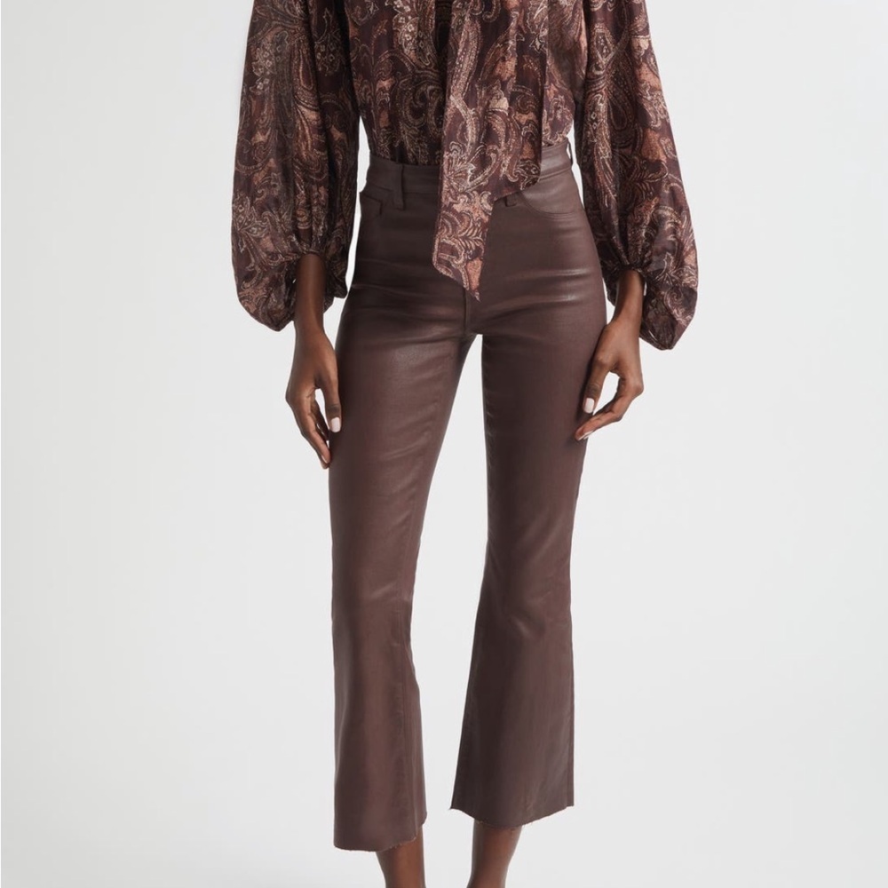 L'AGENCE Kendra Coated Chocolate Flare Pants - Picture 9 of 12
